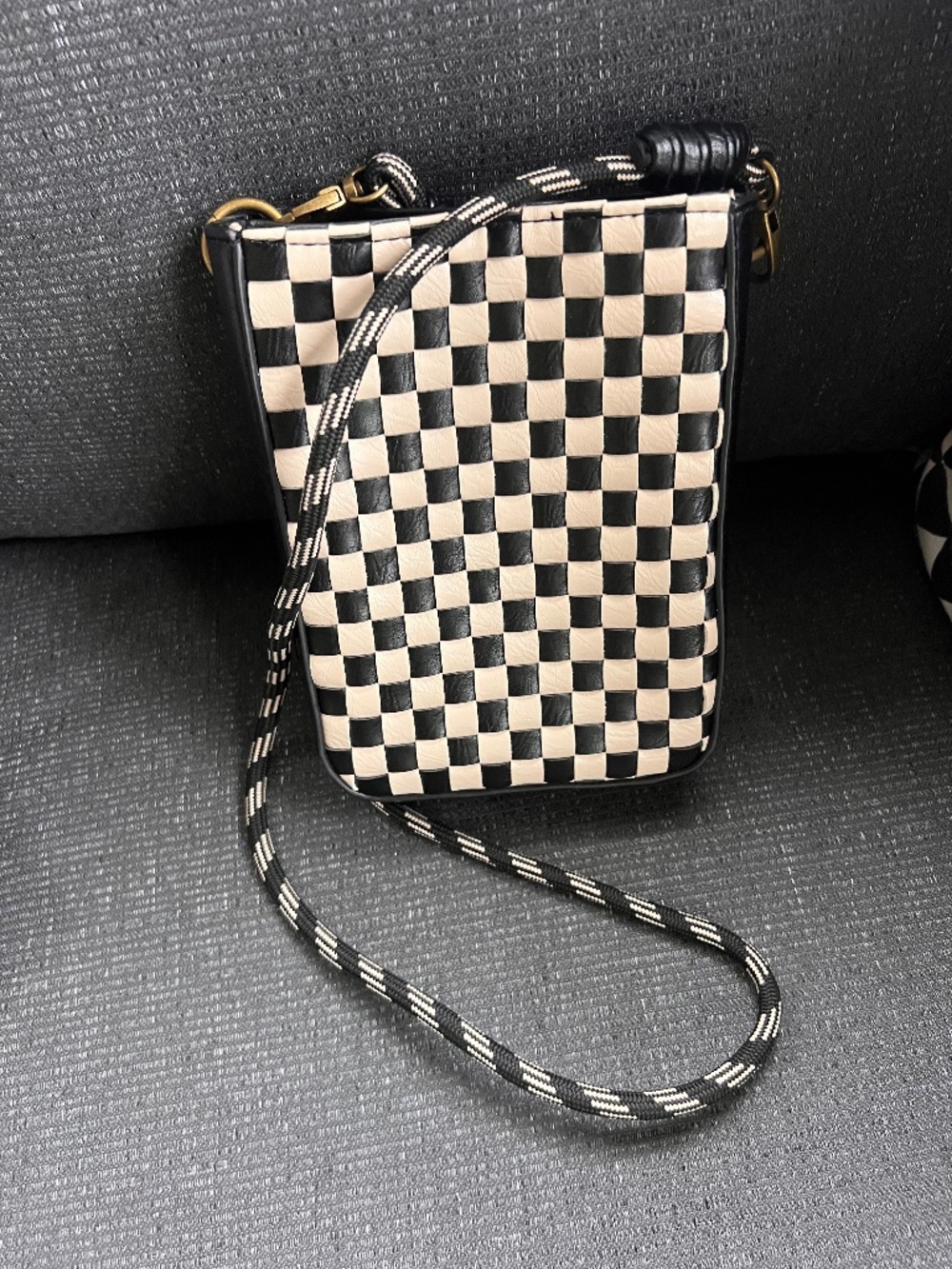 Small Black and White Checkerboard Crossbody
